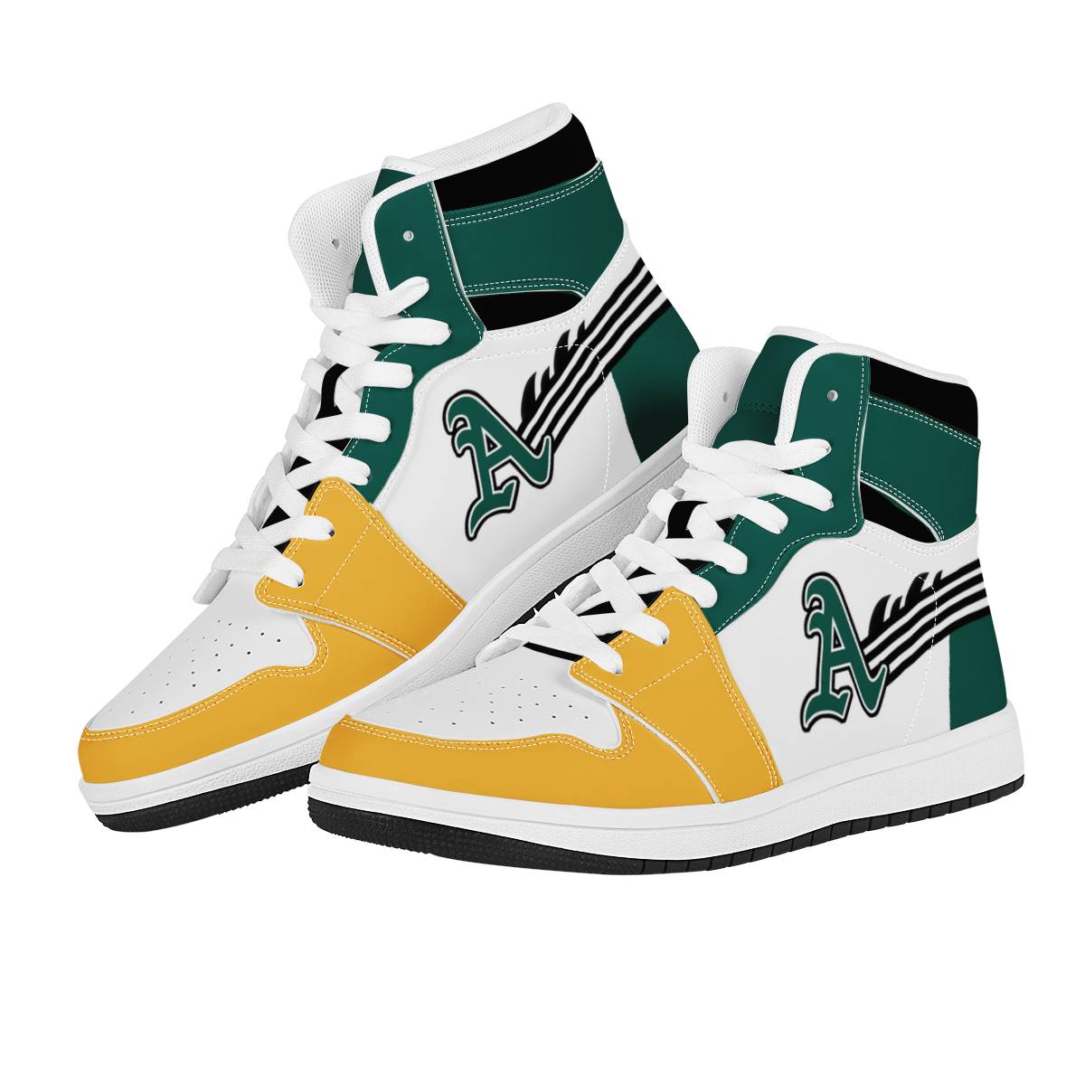 Women's Oakland Athletics High Top Leather AJ1 Sneakers 001